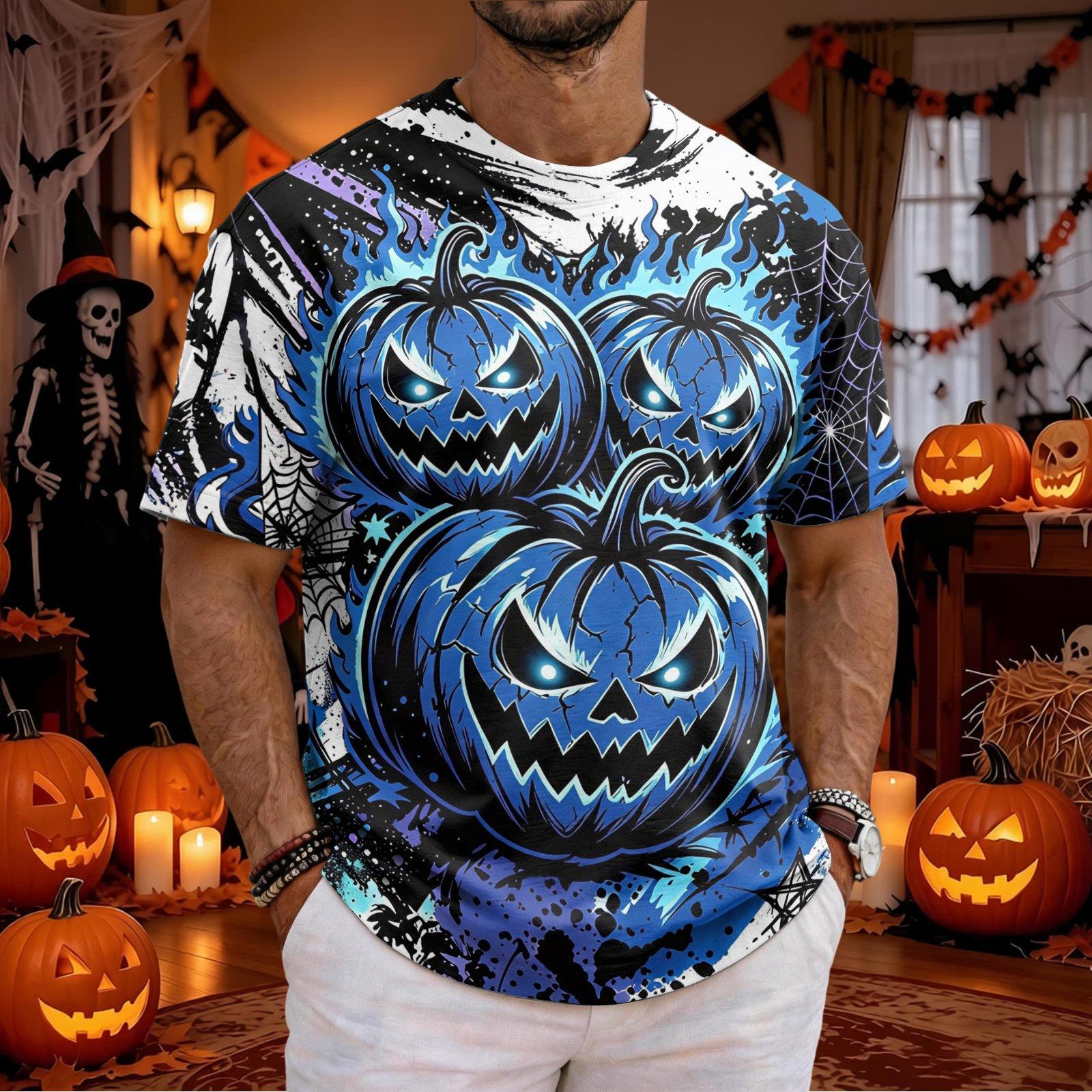 3D Printing Web - Kaos Pria Halloween Motif Wajah Labu
