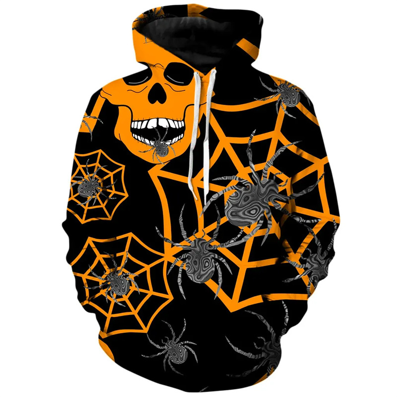 3D Printing Web - Hoodie bertudung motif Halloween laba-laba 3D