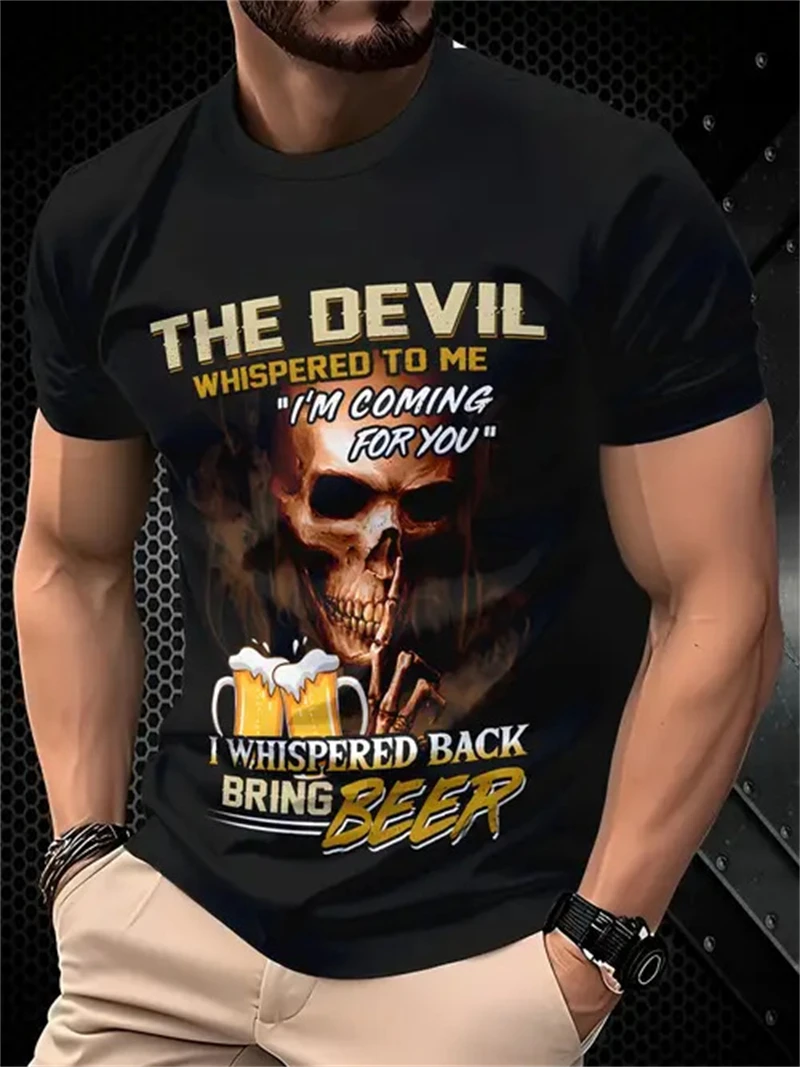 3D Printing Quotes - Kaos Pria Motif Kutipan Devil Beer,