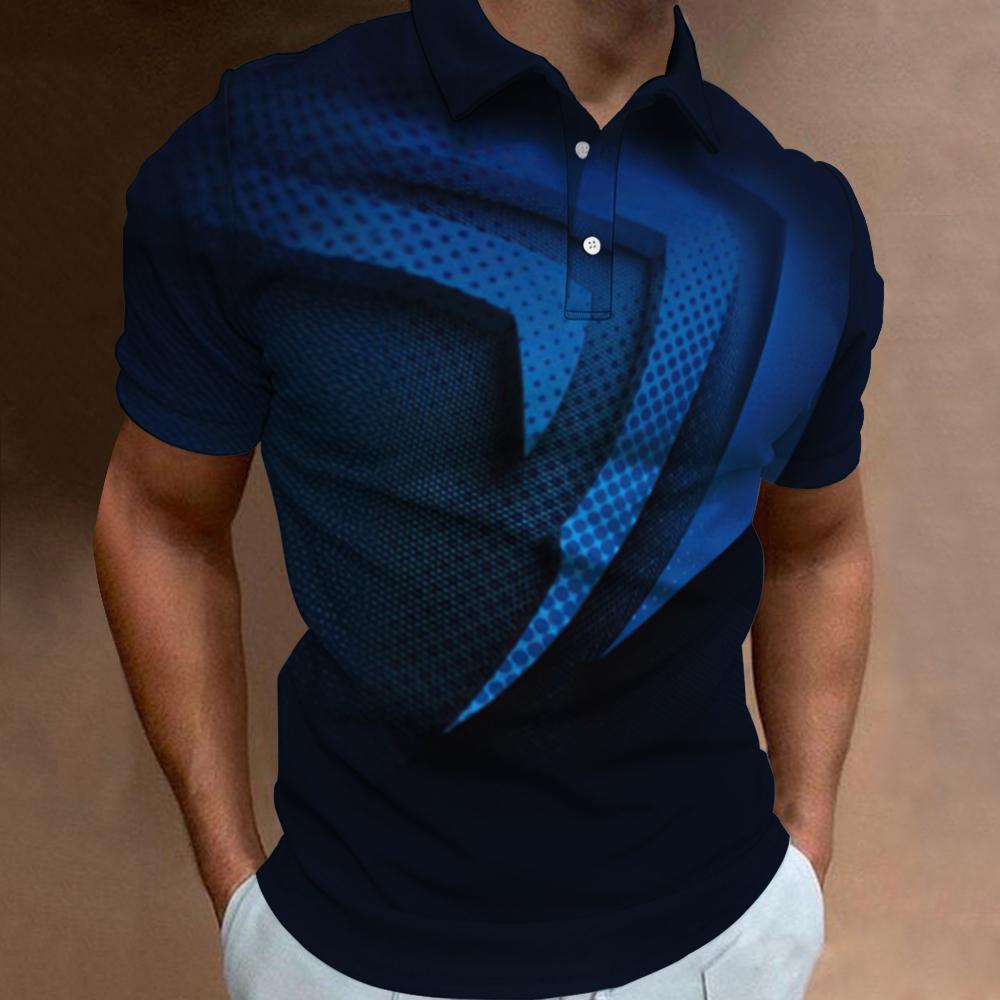 3D Printing Technology - Kaos Polo pria, atasan kasual lengan