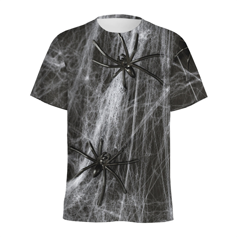 3D Printing Web - Kaus grafis jaring laba-laba Halloween pria,