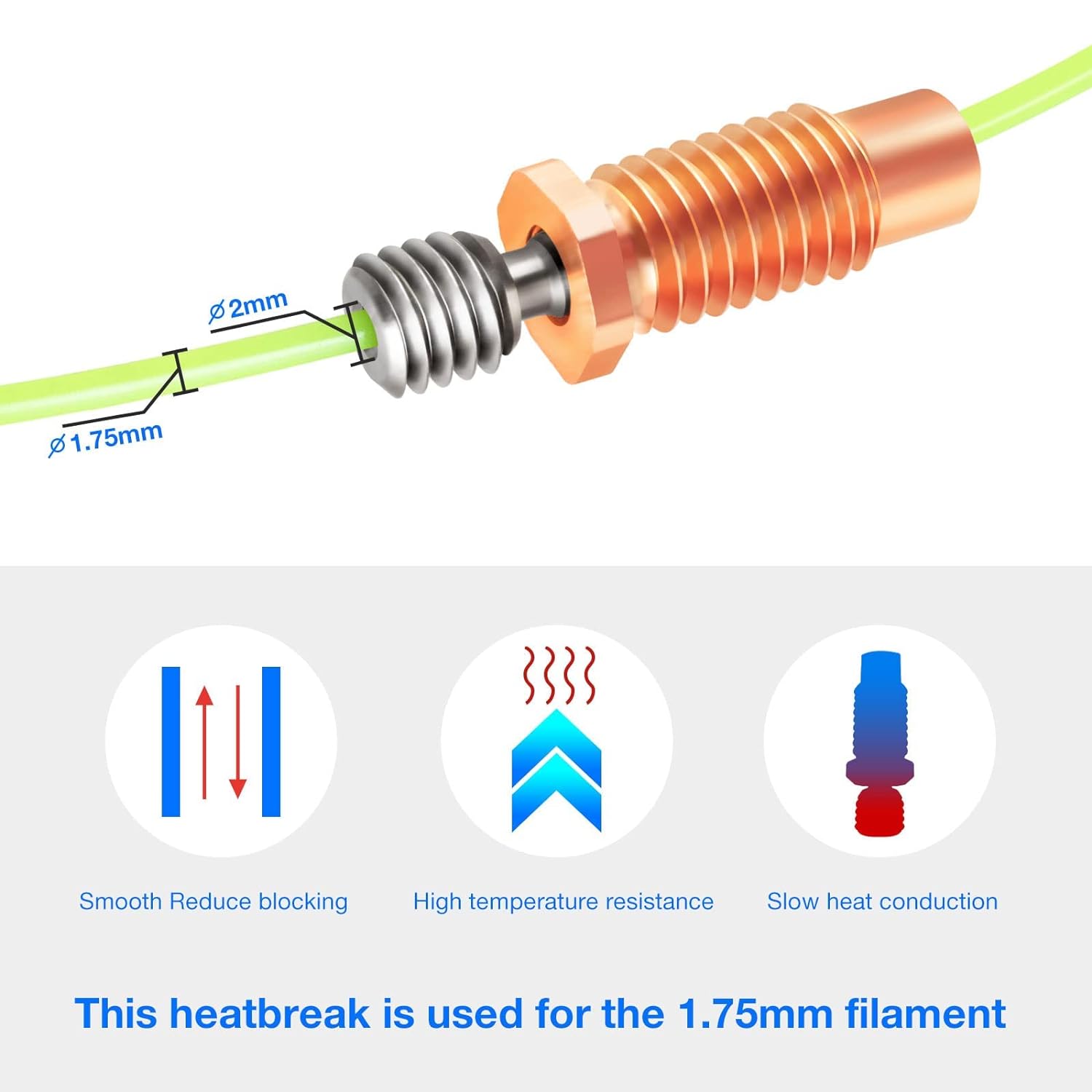 2 buah E3D V6 Hotend Heatbreak - 3D Printing Titanium ulasan dan harga